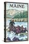 Maine - River Rafting Scene-Lantern Press-Stretched Canvas