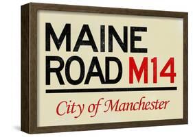 Maine Road M14 Manchester Road Sign Poster-null-Framed Poster