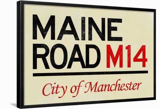 Maine Road M14 Manchester Road Sign Poster-null-Framed Poster