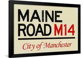 Maine Road M14 Manchester Road Sign Poster-null-Framed Poster