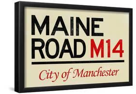 Maine Road M14 Manchester Road Sign Poster-null-Framed Poster