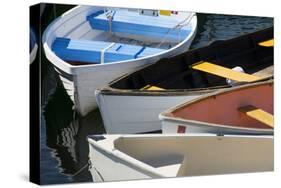 Maine, Rockland. Colorful Row Boats in Rockland Marina-Cindy Miller Hopkins-Stretched Canvas