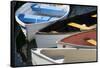 Maine, Rockland. Colorful Row Boats in Rockland Marina-Cindy Miller Hopkins-Framed Stretched Canvas