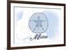 Maine - Sand Dollar - Blue - Coastal Icon-Lantern Press-Framed Art Print