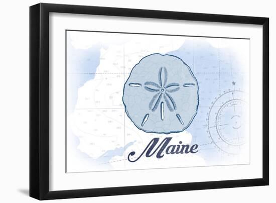 Maine - Sand Dollar - Blue - Coastal Icon-Lantern Press-Framed Art Print