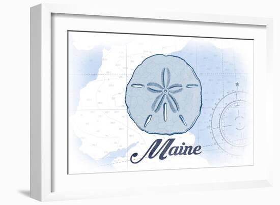 Maine - Sand Dollar - Blue - Coastal Icon-Lantern Press-Framed Art Print