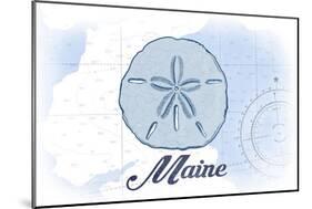 Maine - Sand Dollar - Blue - Coastal Icon-Lantern Press-Mounted Art Print