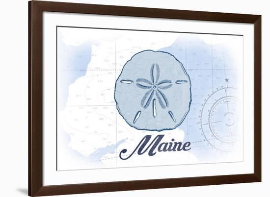 Maine - Sand Dollar - Blue - Coastal Icon-Lantern Press-Framed Premium Giclee Print