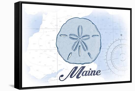 Maine - Sand Dollar - Blue - Coastal Icon-Lantern Press-Framed Stretched Canvas