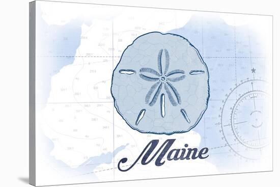 Maine - Sand Dollar - Blue - Coastal Icon-Lantern Press-Stretched Canvas