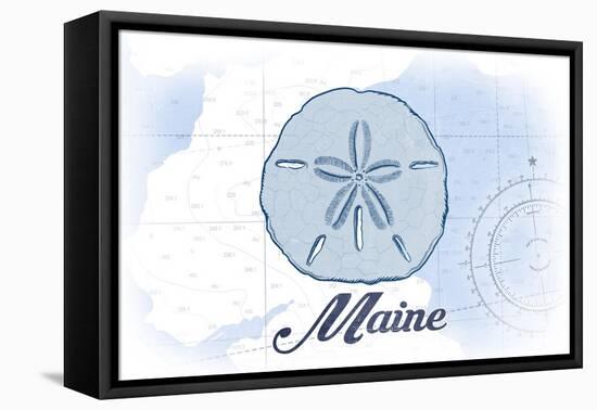 Maine - Sand Dollar - Blue - Coastal Icon-Lantern Press-Framed Stretched Canvas