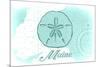 Maine - Sand Dollar - Teal - Coastal Icon-Lantern Press-Mounted Art Print