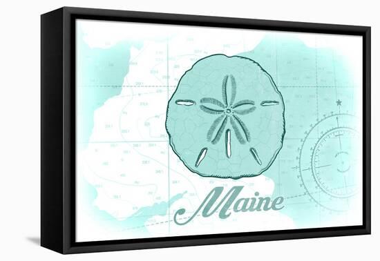 Maine - Sand Dollar - Teal - Coastal Icon-Lantern Press-Framed Stretched Canvas