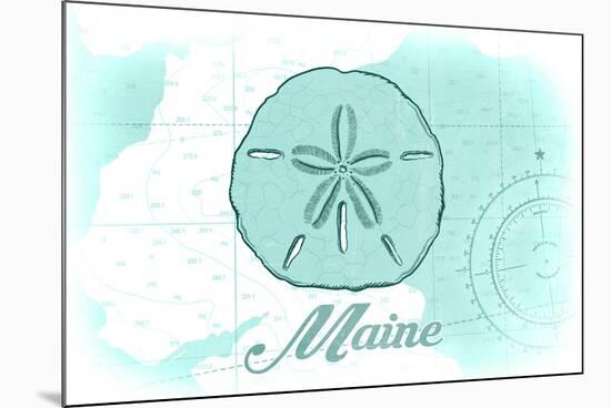 Maine - Sand Dollar - Teal - Coastal Icon-Lantern Press-Mounted Premium Giclee Print