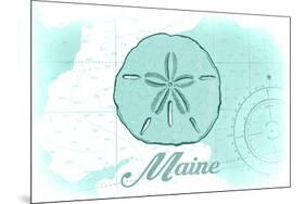 Maine - Sand Dollar - Teal - Coastal Icon-Lantern Press-Mounted Premium Giclee Print