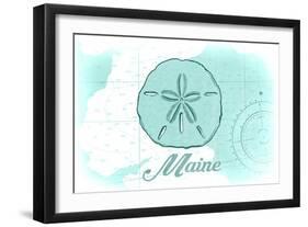 Maine - Sand Dollar - Teal - Coastal Icon-Lantern Press-Framed Art Print