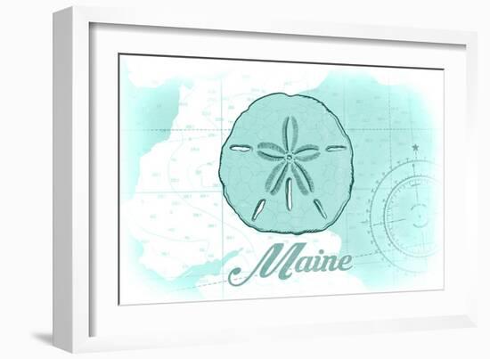 Maine - Sand Dollar - Teal - Coastal Icon-Lantern Press-Framed Art Print