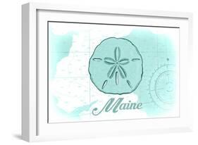 Maine - Sand Dollar - Teal - Coastal Icon-Lantern Press-Framed Art Print