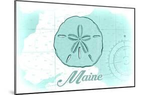 Maine - Sand Dollar - Teal - Coastal Icon-Lantern Press-Mounted Art Print