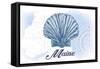 Maine - Scallop Shell - Blue - Coastal Icon-Lantern Press-Framed Stretched Canvas