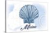 Maine - Scallop Shell - Blue - Coastal Icon-Lantern Press-Stretched Canvas
