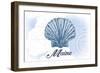 Maine - Scallop Shell - Blue - Coastal Icon-Lantern Press-Framed Art Print