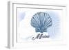 Maine - Scallop Shell - Blue - Coastal Icon-Lantern Press-Framed Art Print