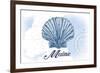 Maine - Scallop Shell - Blue - Coastal Icon-Lantern Press-Framed Art Print