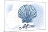 Maine - Scallop Shell - Blue - Coastal Icon-Lantern Press-Mounted Art Print