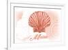 Maine - Scallop Shell - Coral - Coastal Icon-Lantern Press-Framed Premium Giclee Print