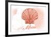 Maine - Scallop Shell - Coral - Coastal Icon-Lantern Press-Framed Premium Giclee Print