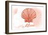 Maine - Scallop Shell - Coral - Coastal Icon-Lantern Press-Framed Art Print