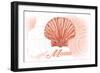 Maine - Scallop Shell - Coral - Coastal Icon-Lantern Press-Framed Art Print