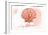 Maine - Scallop Shell - Coral - Coastal Icon-Lantern Press-Framed Art Print