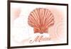 Maine - Scallop Shell - Coral - Coastal Icon-Lantern Press-Framed Art Print