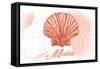 Maine - Scallop Shell - Coral - Coastal Icon-Lantern Press-Framed Stretched Canvas