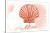 Maine - Scallop Shell - Coral - Coastal Icon-Lantern Press-Stretched Canvas