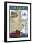 Maine Scenes - Nautical Chart-Lantern Press-Framed Art Print