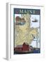 Maine Scenes - Nautical Chart-Lantern Press-Framed Art Print