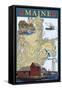 Maine Scenes - Nautical Chart-Lantern Press-Framed Stretched Canvas