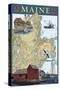 Maine Scenes - Nautical Chart-Lantern Press-Stretched Canvas