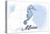 Maine - Seahorse - Blue - Coastal Icon-Lantern Press-Stretched Canvas