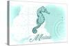 Maine - Seahorse - Teal - Coastal Icon-Lantern Press-Stretched Canvas