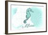 Maine - Seahorse - Teal - Coastal Icon-Lantern Press-Framed Art Print