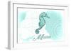 Maine - Seahorse - Teal - Coastal Icon-Lantern Press-Framed Art Print