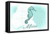 Maine - Seahorse - Teal - Coastal Icon-Lantern Press-Framed Stretched Canvas