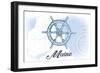 Maine - Ship Wheel - Blue - Coastal Icon-Lantern Press-Framed Art Print