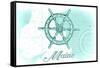 Maine - Ship Wheel - Teal - Coastal Icon-Lantern Press-Framed Stretched Canvas