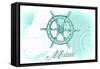 Maine - Ship Wheel - Teal - Coastal Icon-Lantern Press-Framed Stretched Canvas