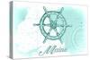 Maine - Ship Wheel - Teal - Coastal Icon-Lantern Press-Stretched Canvas